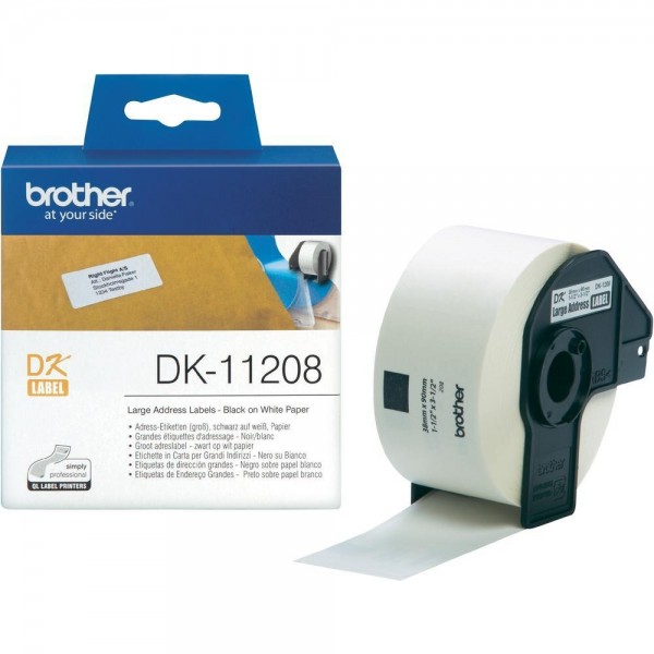 Brother P-Touch DK-11208 38mm x 90mm Einzeletiketten schwarz auf weiß