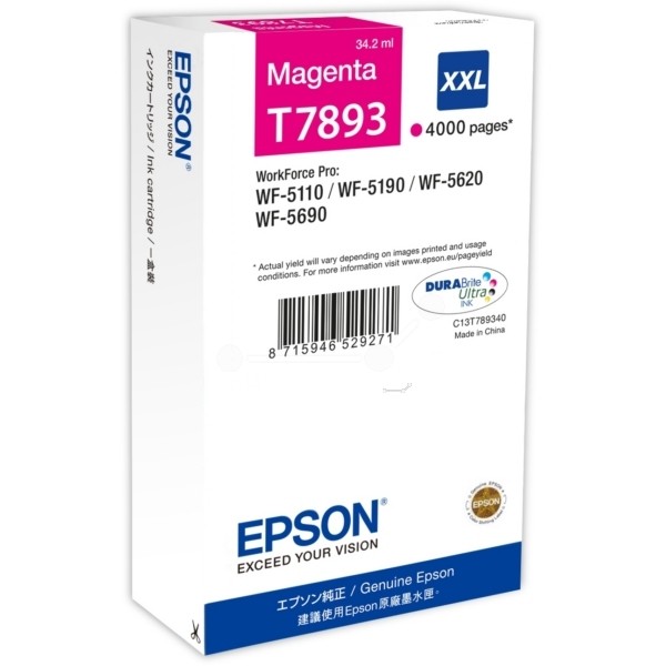 Epson T7893 Tinte XXL Magenta Epson WF-5110DW WF-5190DW WF-5620DWF WF-5690DWF