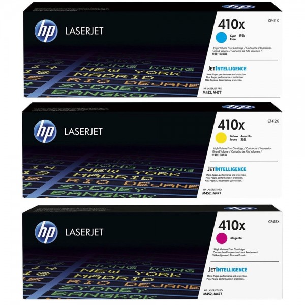 HP 410X Toner 3-Pack Cyan Magenta Yellow CF252XM LaserJet Pro M452 HP LaserJet Pro M477