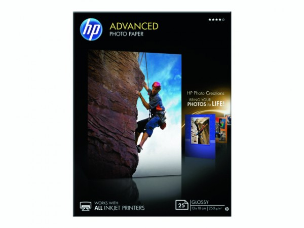 HP Q8696A Advanced Fotopapier glaenzend nkjet 250g/m2 130x180mm 25 Blat randlos