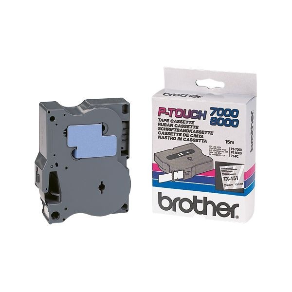 Brother TX151 P-TOUCH 24mm Schwarz auf Farblos P-Touch 7000 8000 PC