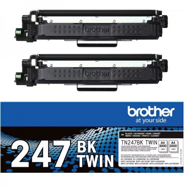 Brother TN-247BK Twin Pack Toner Black DCP-L3510 L3550 HL–L3230CDW MFC-L3750CDW L3770CDW