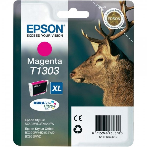 Epson Hirsch Tintenpatrone T1303 Magenta XL Stylus SX525WD SX620FW BX525WD BX625FDW