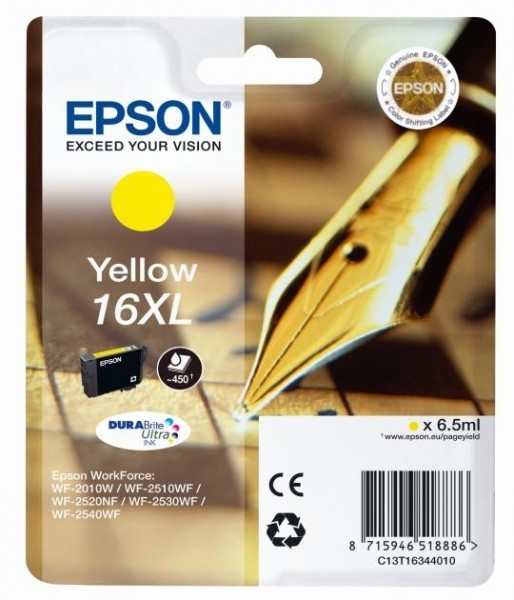 Epson Tintenpatrone 16XL Yellow für WF-2010W WF-2510WF WF-2520NF WF-2530WF WF-2540WF 2630WF 2650WF 2