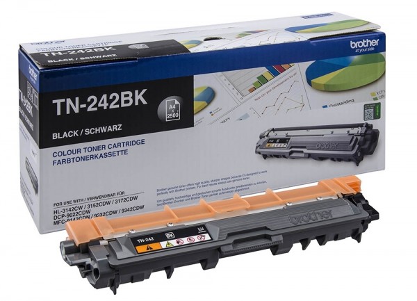 Brother TN-242BK Toner Black HL-3142CW HL-3152CDW 3172 DCP-9022 MFC-9142 MFC-9332CDW MFC-9342