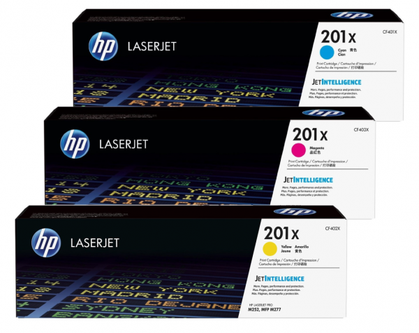 HP 201X Toner 3-Pack Cyan Magenta Yellow für Color LaserJet Pro MFP M277 M252 M270 M274