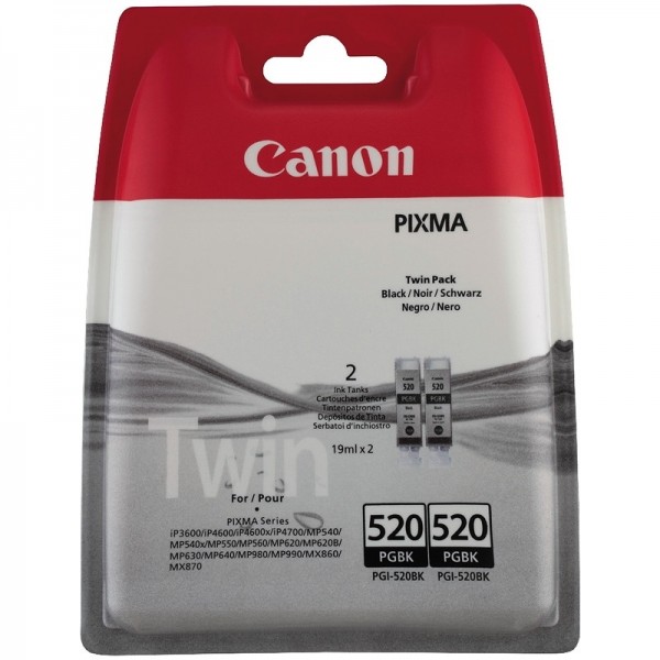 Canon Tinte Black PGI-520BK Twin MP540 iP3600 iP4700 MP550cMP 980 MX870 2932B012