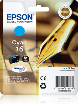 Epson Tintenpatrone 16 Cyan WF-2010W WF-2510WF WF-2520NF WF-2530WF WF-2540WF 2630WF 2650WF 2750W