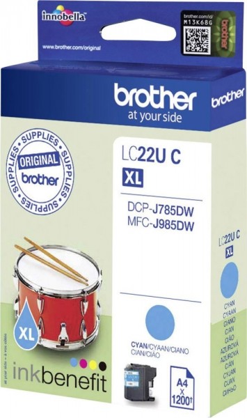 Brother LC-22UC Tintenpatrone Cyan für DCP-J785DW MFC-J985DW