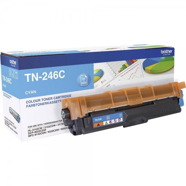 Brother TN-246C Toner Cyan HL-3142CW HL-3152CDW 3172 DCP-9022 MFC-9142 MFC-9342