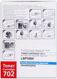 Canon 702 Toner Cartridge Cyan LBP5970 LBP5975 9644A004