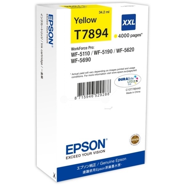 Epson T7894 Tinte XXL Yellow Epson WF-5110DW WF-5190DW WF-5620DWF WF-5690DWF