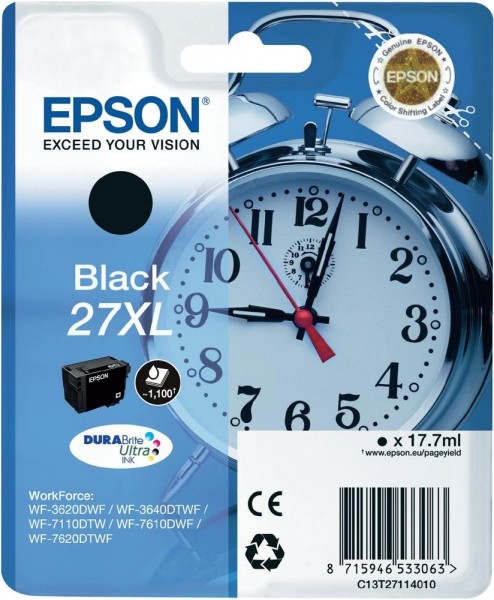 Epson T2711XL Tintenpatrone 27XL Black für WorkForce WF-3620DWF WF-3640DTWF