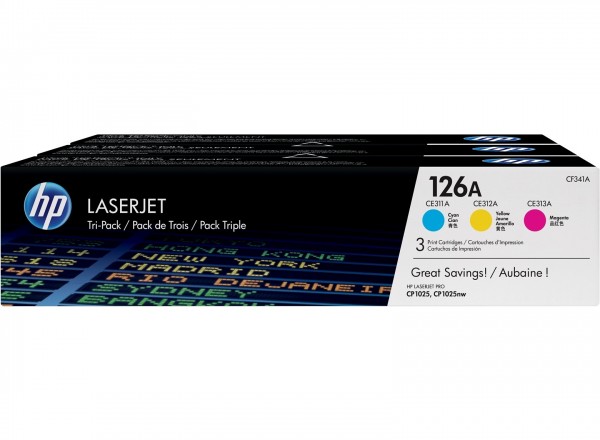 HP 126A Toner Dreierpack für Color LaserJet CP1025 M175 CF341A