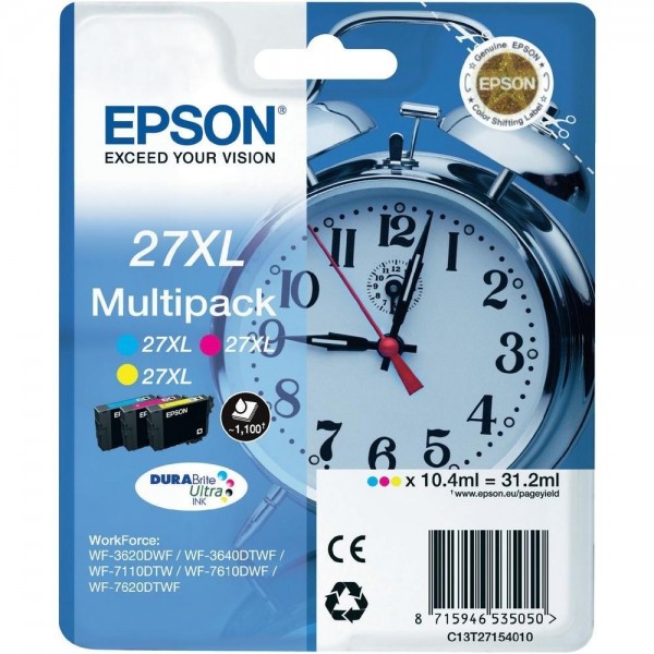 Epson T2715XL Tintenpatronen 27XL Tri-Pack für WorkForce WF-3620DWF 3640DTWF 7710dwf
