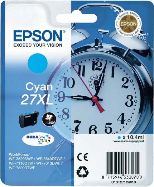 Epson T271XL Tintenpatrone 27XL Cyan für WorkForce WF-3620DWF WF-3640DTWF WF-7610 WF-7710 WF-7720D