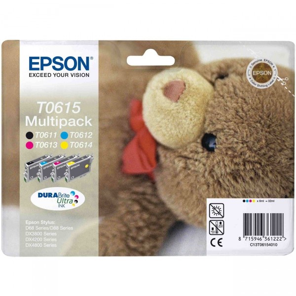 Epson Tintenpatronen T0615 Multipack schwarz und dreifarbig für Stylus D68 D88 DX3800