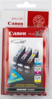 Canon Multipack CLI-521 C/M/Y iP4600 iP4700 MP540 MP620 MP980 MX870 2934B010 ohne Black