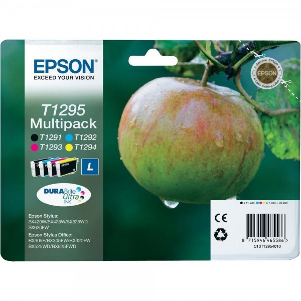 Epson Tinte Apfel MultiPack T1295 Stylus Office BX625FWD SX420 WF-3010 WF-7015 WF-7525 EasyMail