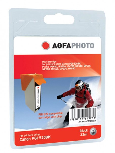 AGFAPHOTO CPGI520B Canon MP450 Tinte BK22ml Extra Life Chip black