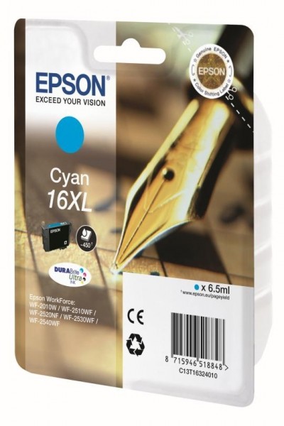 Epson Tintenpatrone 16XL Cyan für WF-2010W WF-2510WF WF-2520NF WF-2530WF WF-2540WF 2630WF 2650WF 27