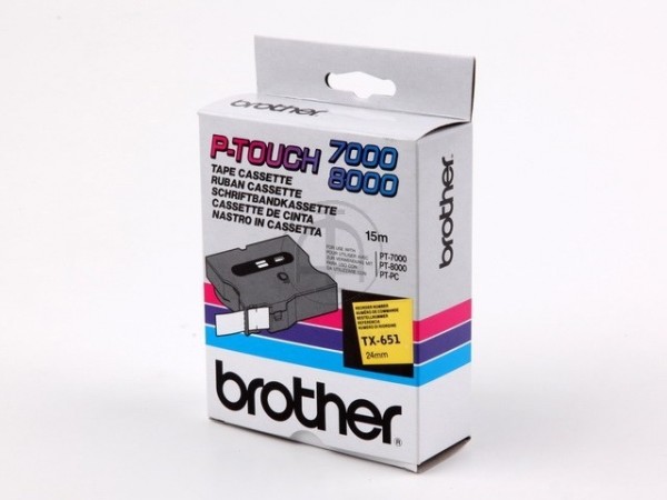 Brother TX651 P-TOUCH 24mm Schwarz auf Gelb 15m laminated