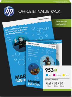 HP 953XL Office Value Pack mit 50 Seiten AIO Printing Paper + 25 Seiten Prof IJ Papier matt 180g/m